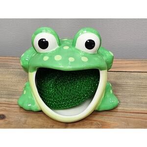 VTG Frog Sponge Scrub Scour Pad Holder Kitchen Sink Boston Warehouse 2001 Kitsch